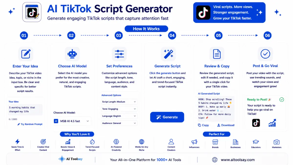 How to use AI TikTok Script Generator
